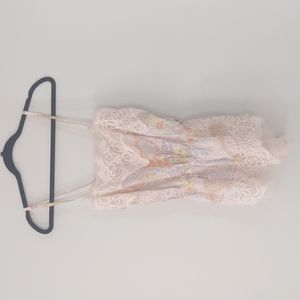 Victoria's Secret Lace Trim Pajama Romper - Pastel Multi